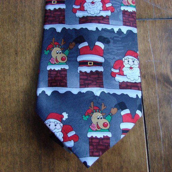 Mens Tie Christmas HOHOHO Santa Rudolph Reindeer Teachers - Picture 6 of 10